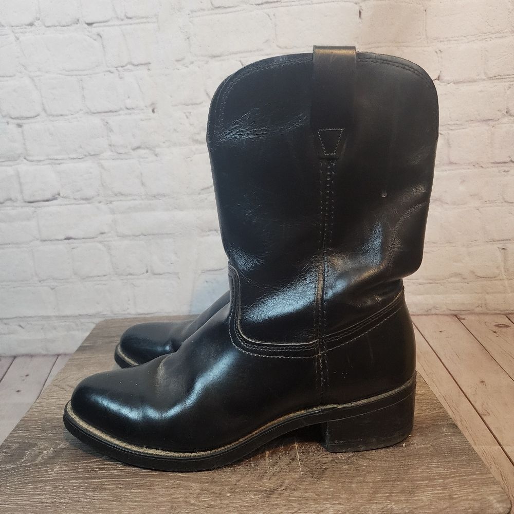 Men's Biltrite Black Leather Cowboy Boots, Size 10.5 D